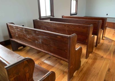 view of South pews from back of chapel