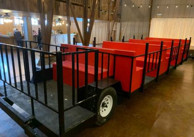 the rear of the custom transport trailer in the Big Red Barn